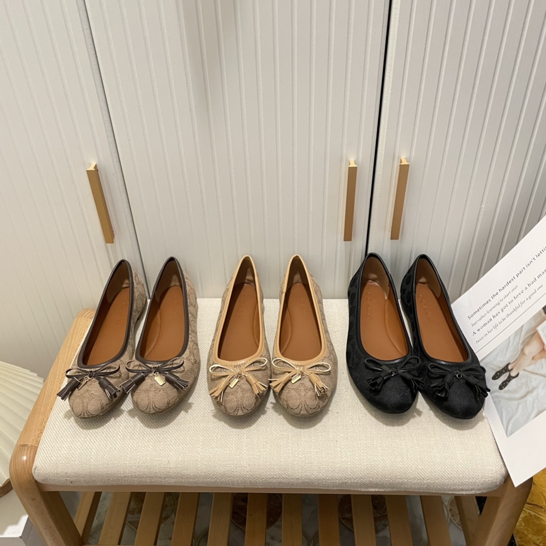Coach new women bow-knot loafers flats-Luxeon