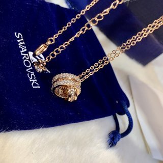 Swarovski Pure Crystal Double Ring Swan Necklace-Luxeon