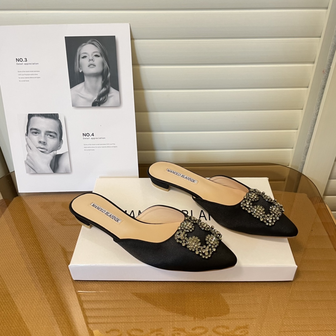 Manolo Blahnik pointed toe flat slippers-Luxeon