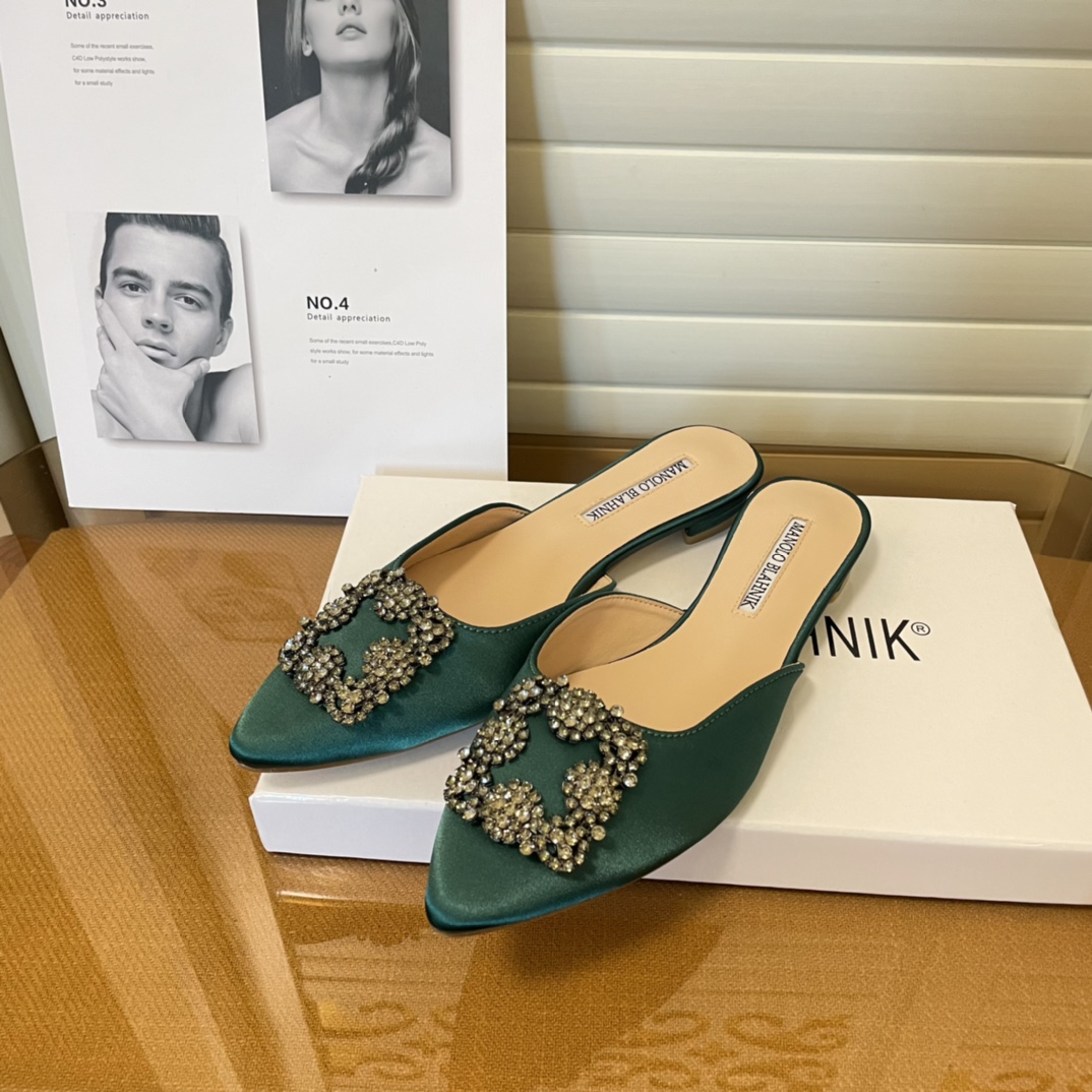 Manolo Blahnik pointed toe flat slippers-Luxeon