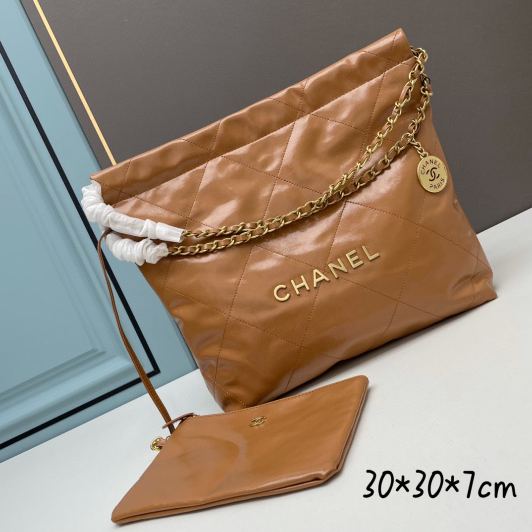 C style new shopping bag shoulder bag with metal chain (real leather)-Luxeon