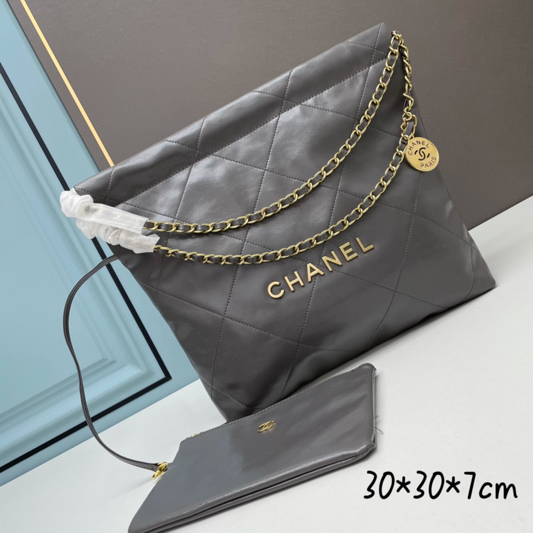 C style new shopping bag shoulder bag with metal chain (real leather)-Luxeon