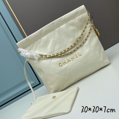 C style new shopping bag shoulder bag with metal chain (real leather)-Luxeon