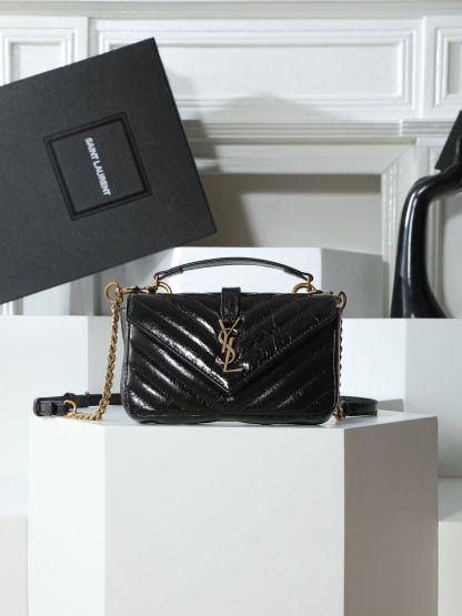 Waxed leather chain messenger bag 20*13*3cm