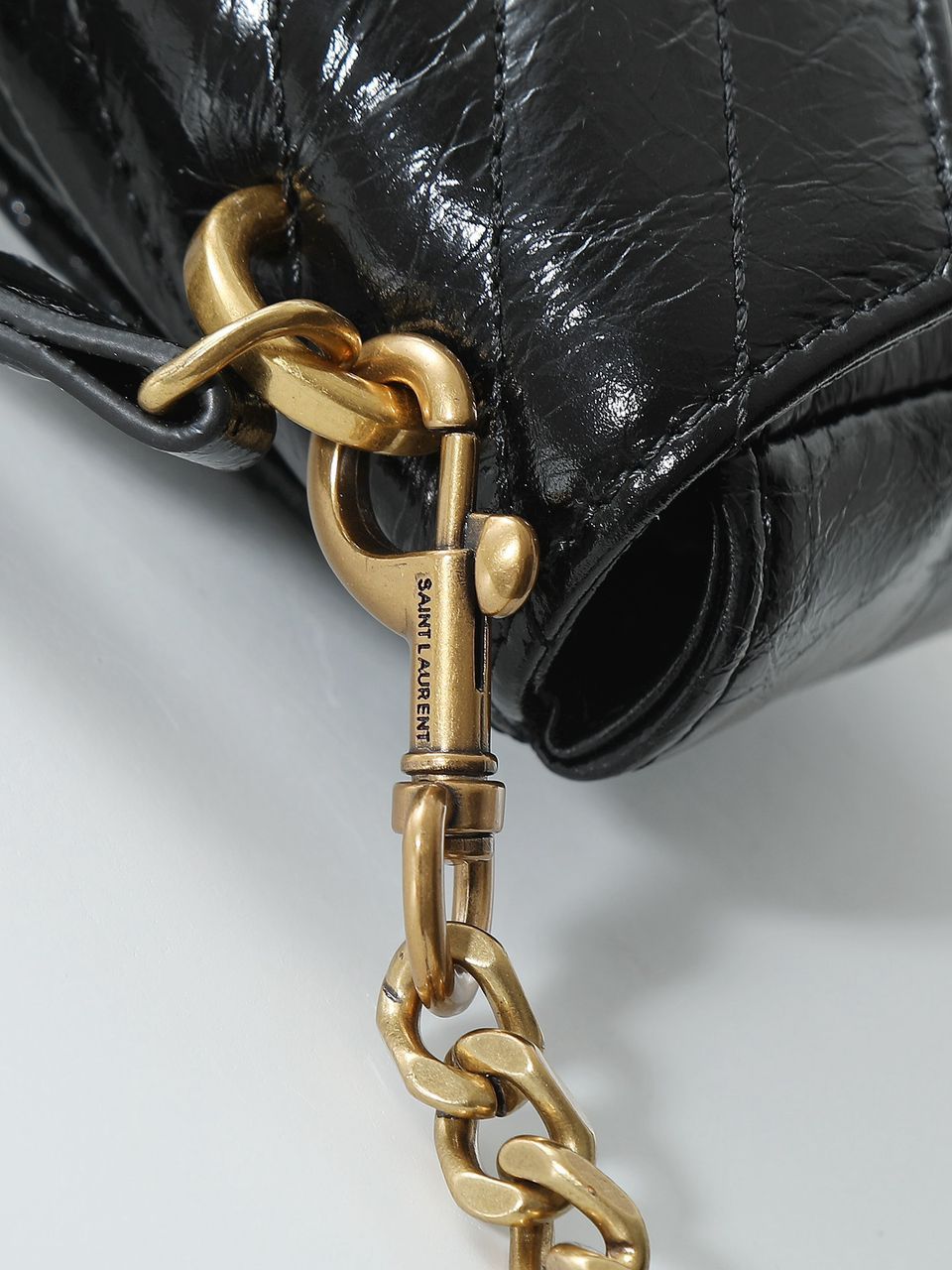 Waxed leather chain messenger bag 20*13*3cm