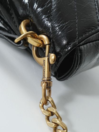 Waxed leather chain messenger bag 20*13*3cm