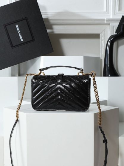 Waxed leather chain messenger bag 20*13*3cm