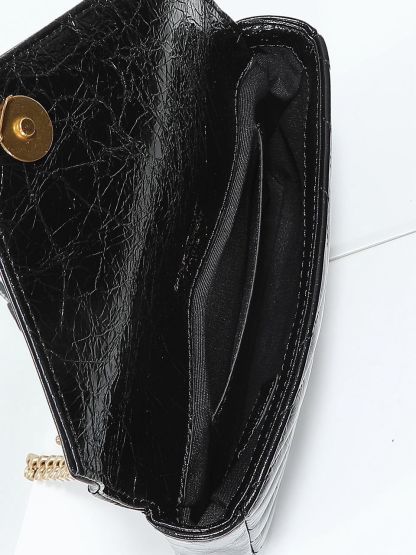 Waxed leather chain messenger bag 20*13*3cm