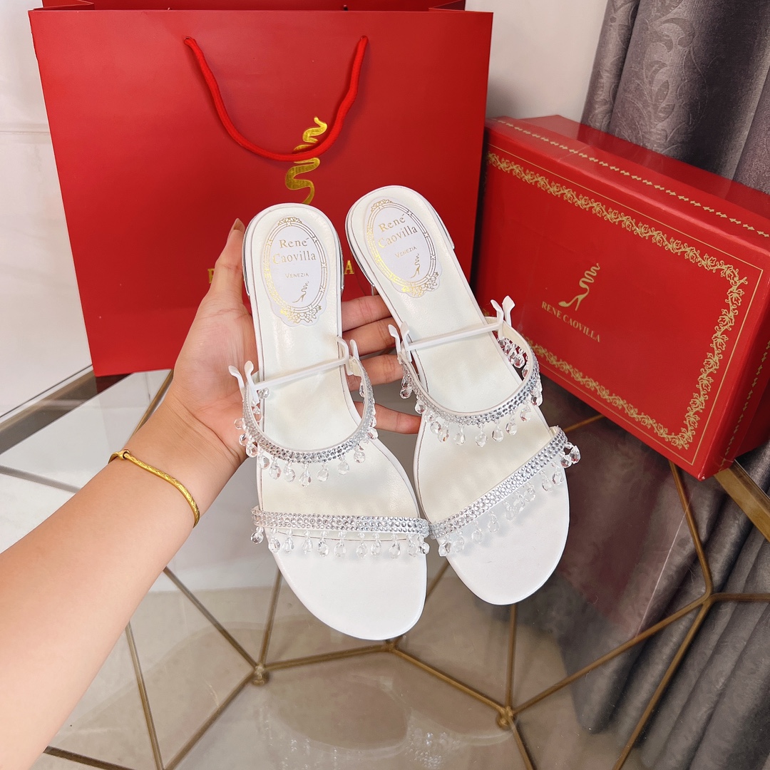 RC women chucky heel rhinestone sandals-Luxeon