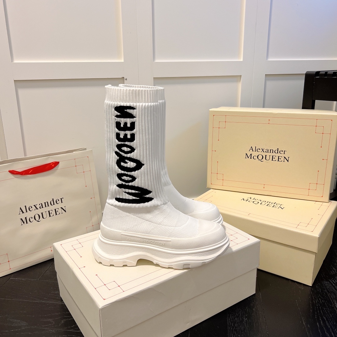 Alexander McQueen women sneakers sock boots-Luxeon