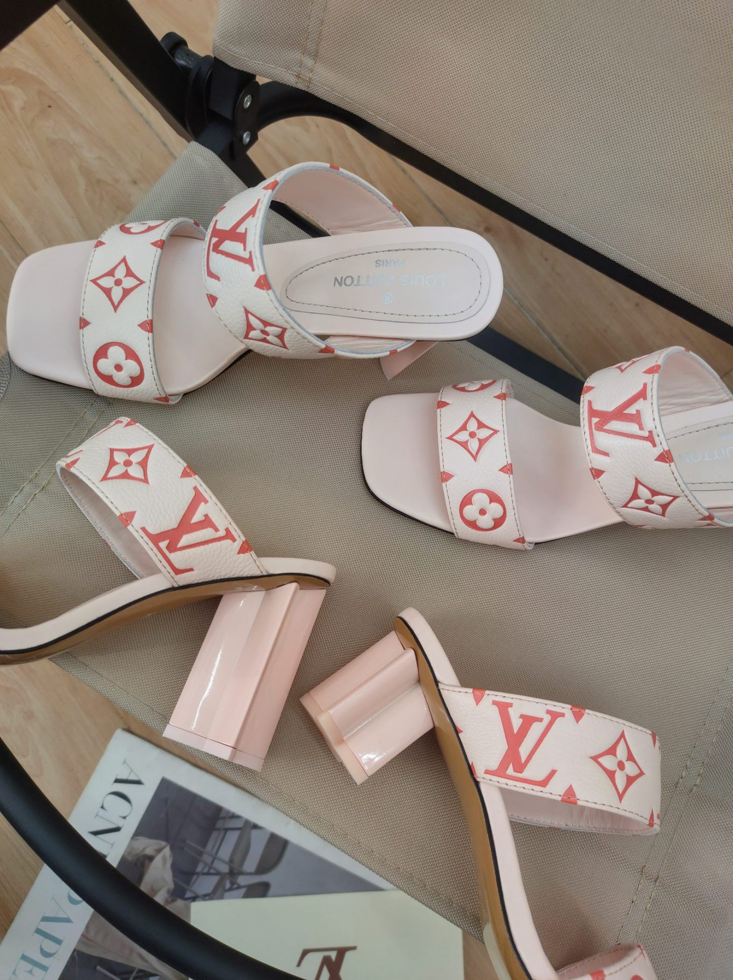 c 2023 spring and summer new plum blossom heel embossed sandals-Luxeon