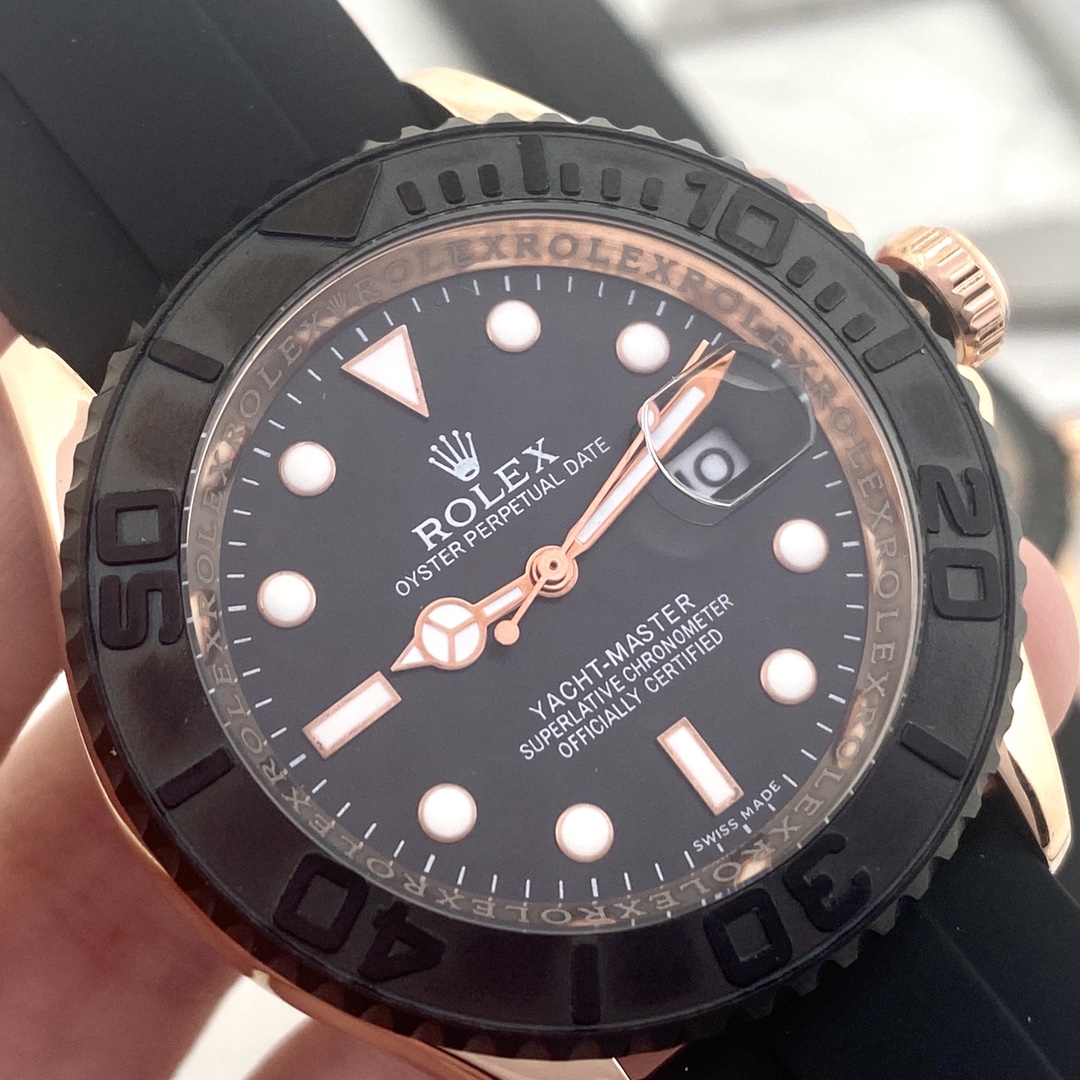Rolex Men Classic Quartz Watch Rubber Strap Mineral Glass-Luxeon