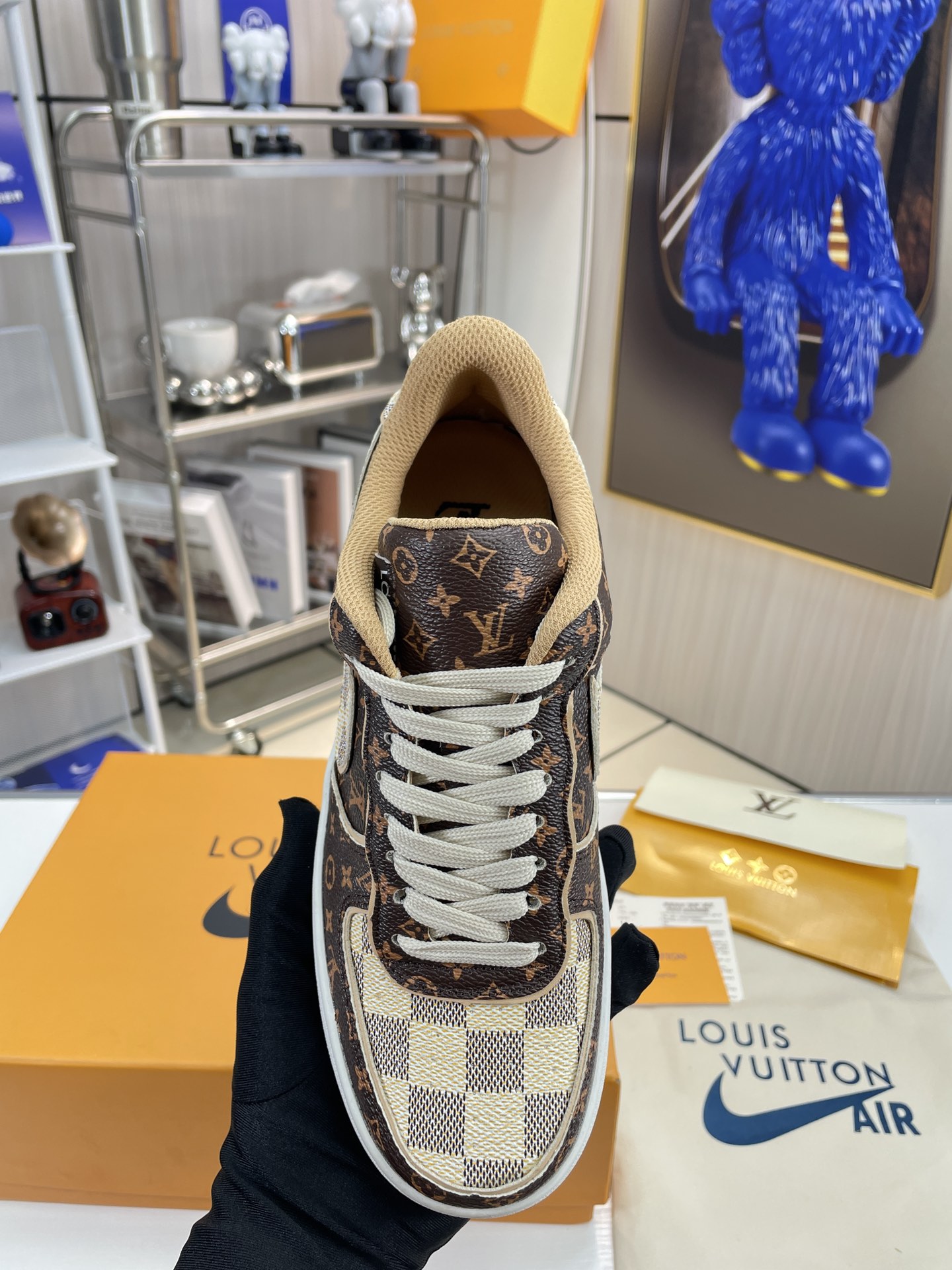 . x . Air Force 1"07 L style8 Low"Damier Azur/Brown/L style Monogram co-brand sneakers-Luxeon