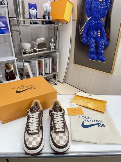 . x . Air Force 1"07 L style8 Low"Damier Azur/Brown/L style Monogram co-brand sneakers-Luxeon