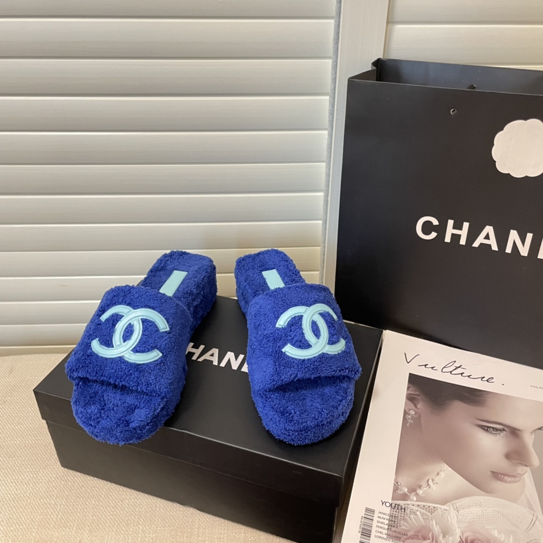 C style double-c terry wool slippers-Luxeon