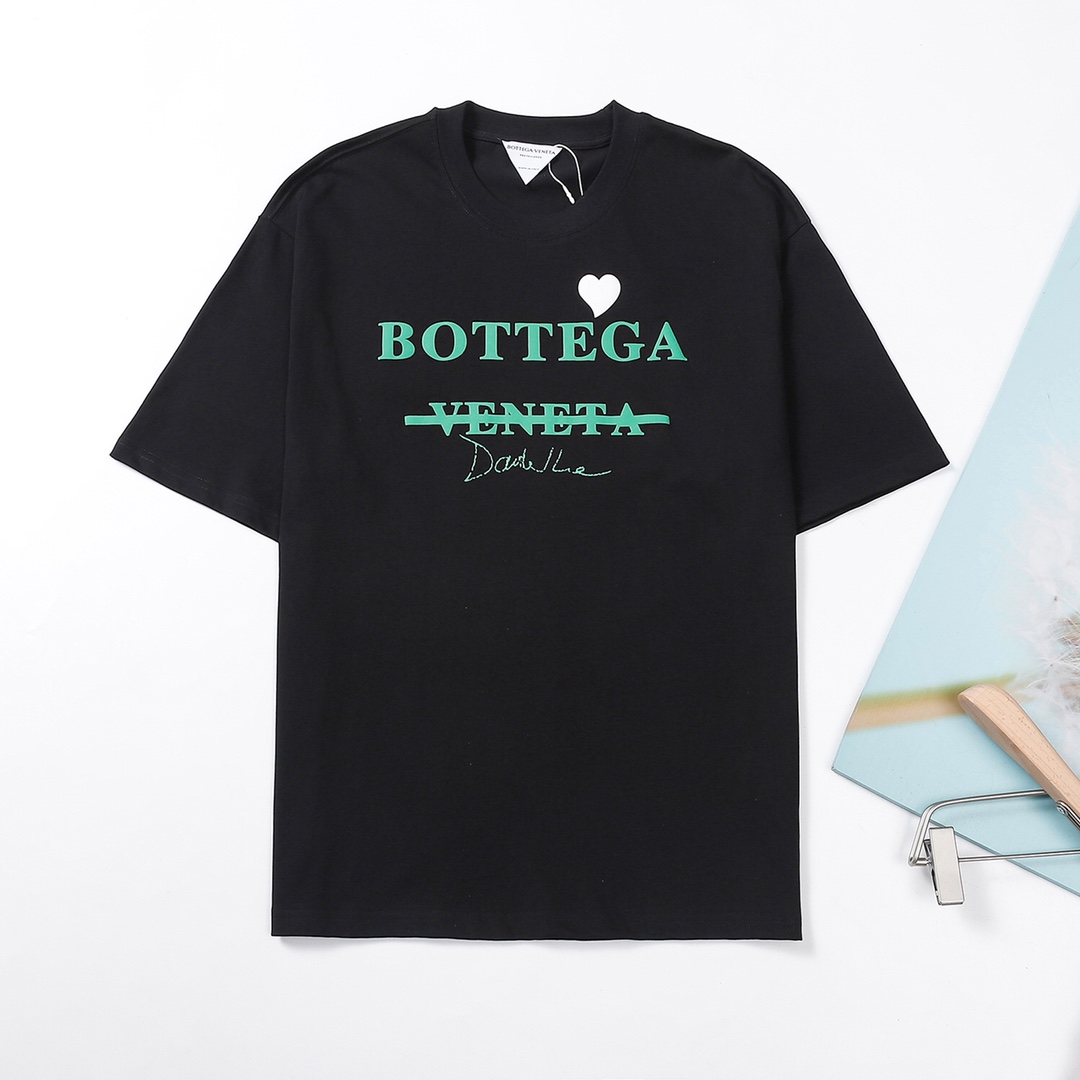 Bottega Veneta love heart printed washed short sleeve T-shirt-Luxeon