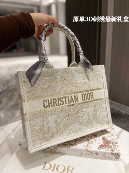 D style Handbags Tote Embroidered Shopping Bags-Luxeon