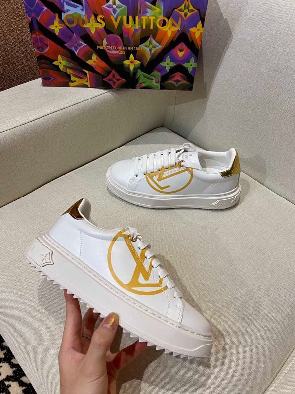 L style Women Lace Up Leather Flat Sneakers-Luxeon