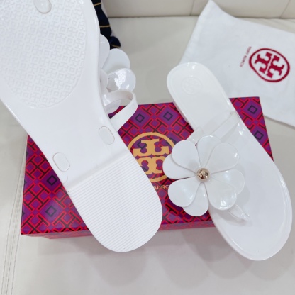 Tory Burch PVC summer new flower decoration slippers flop flips-Luxeon