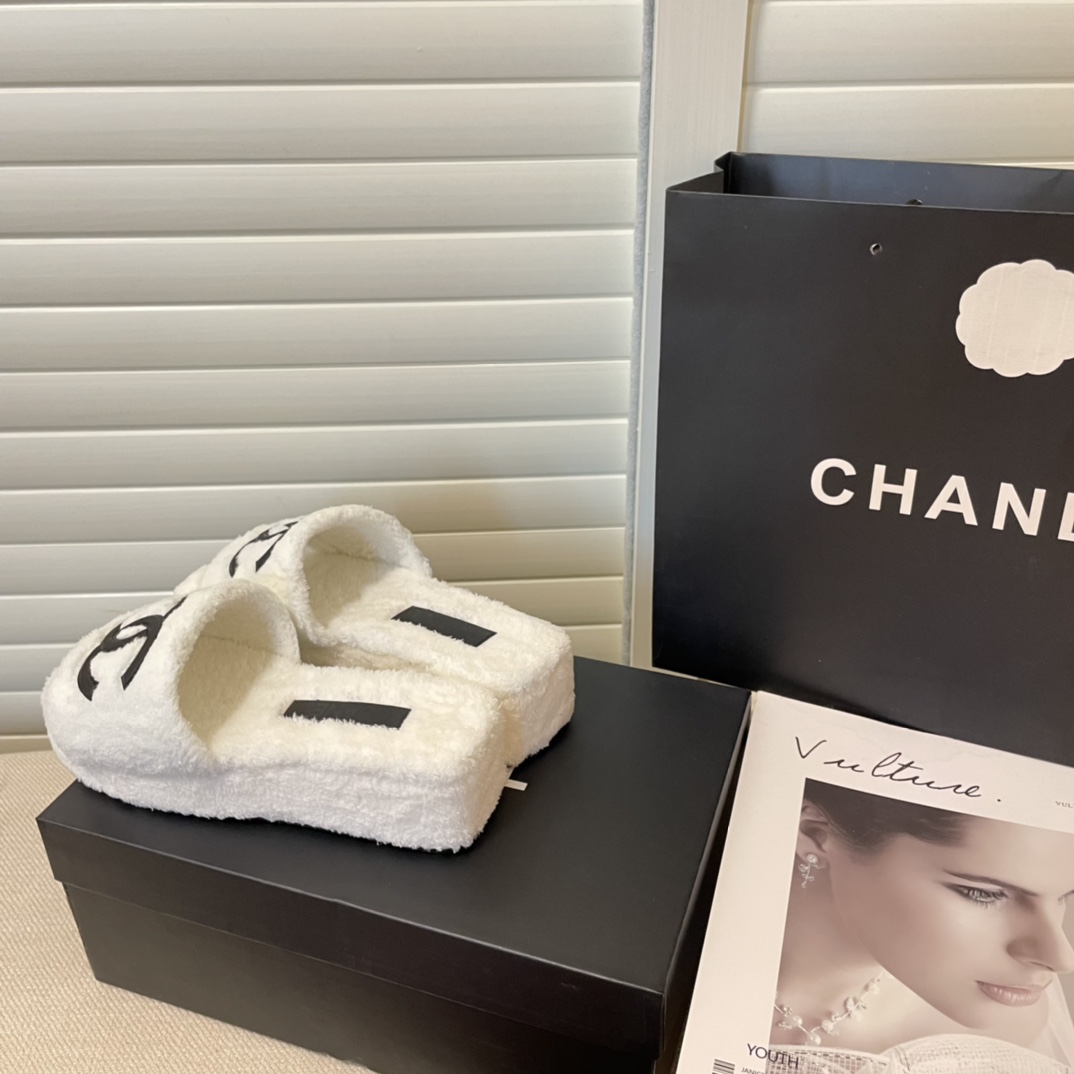 C style double-c terry wool slippers-Luxeon