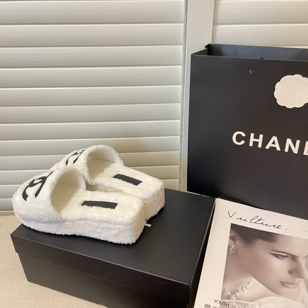 C style double-c terry wool slippers-Luxeon