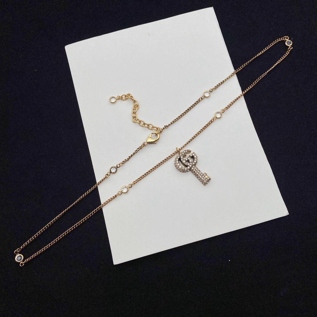 G style Crystal Double G Key Necklace Earrings-Luxeon