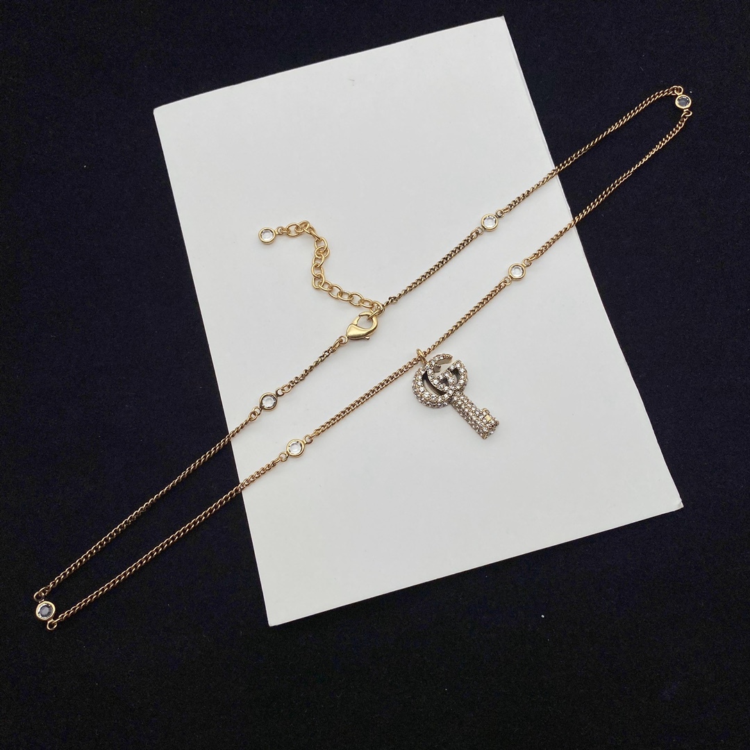 G style Crystal Double G Key Necklace Earrings-Luxeon