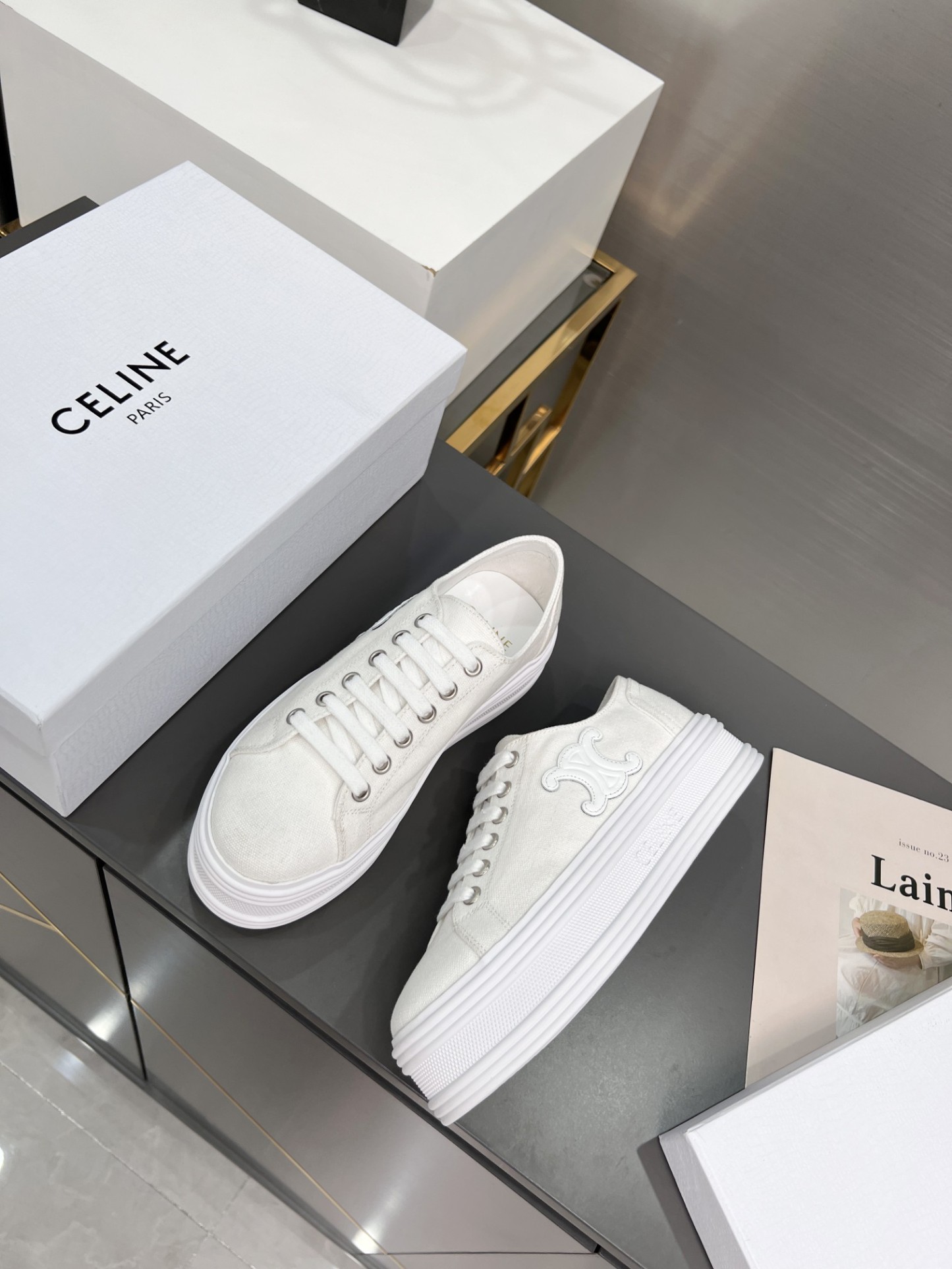 C style low heel canvas casual shoes-Luxeon