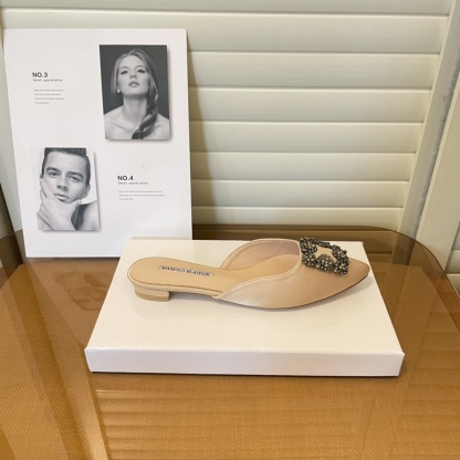 Manolo Blahnik pointed toe flat slippers-Luxeon