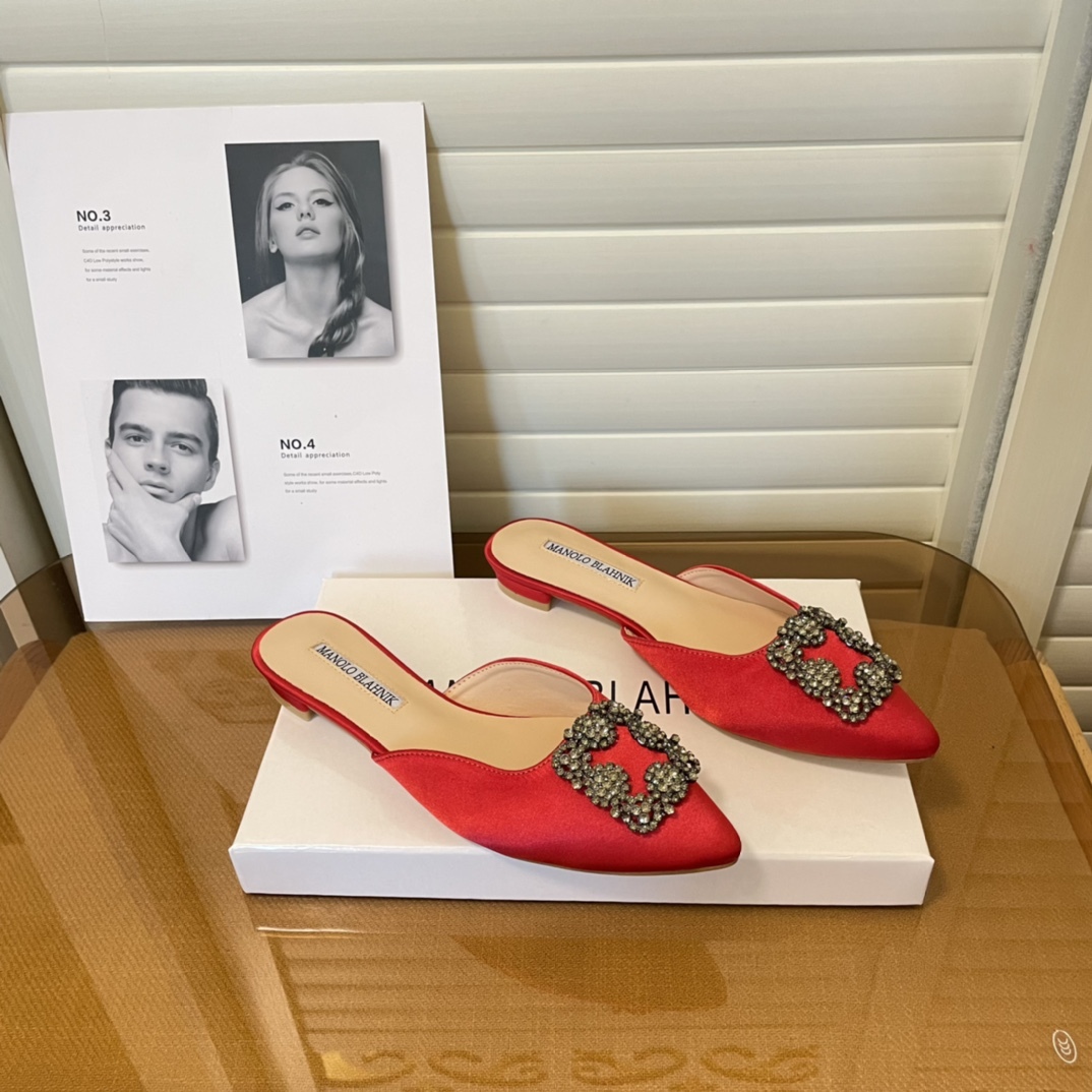 Manolo Blahnik pointed toe flat slippers-Luxeon