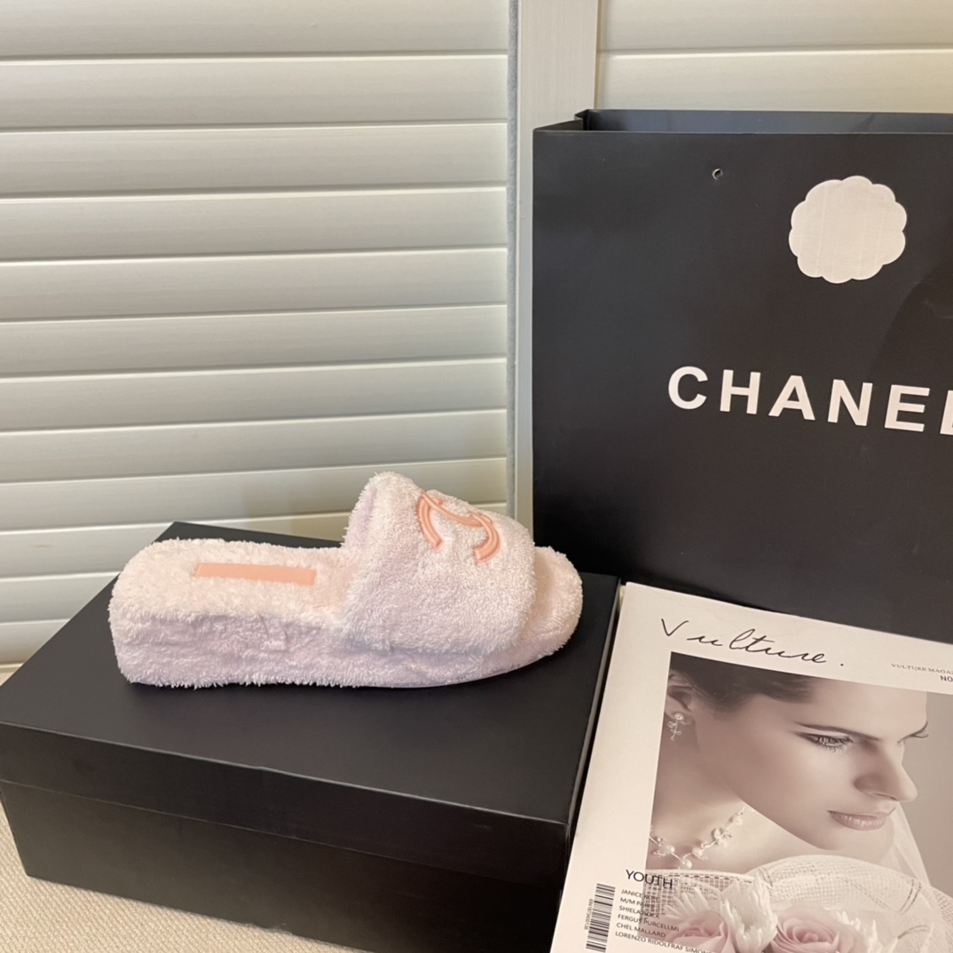 C style double-c terry wool slippers-Luxeon