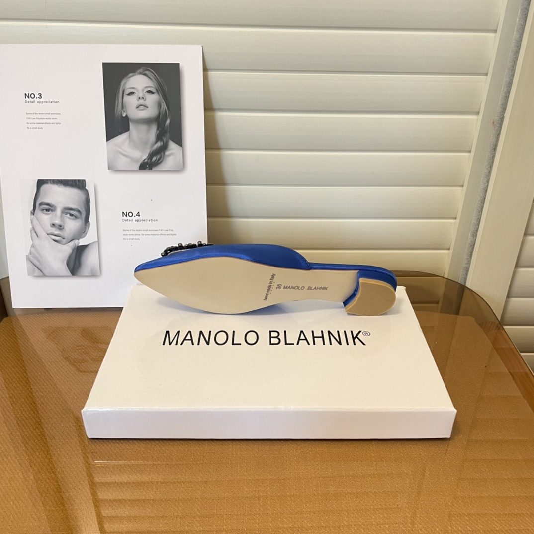 Manolo Blahnik pointed toe flat slippers-Luxeon