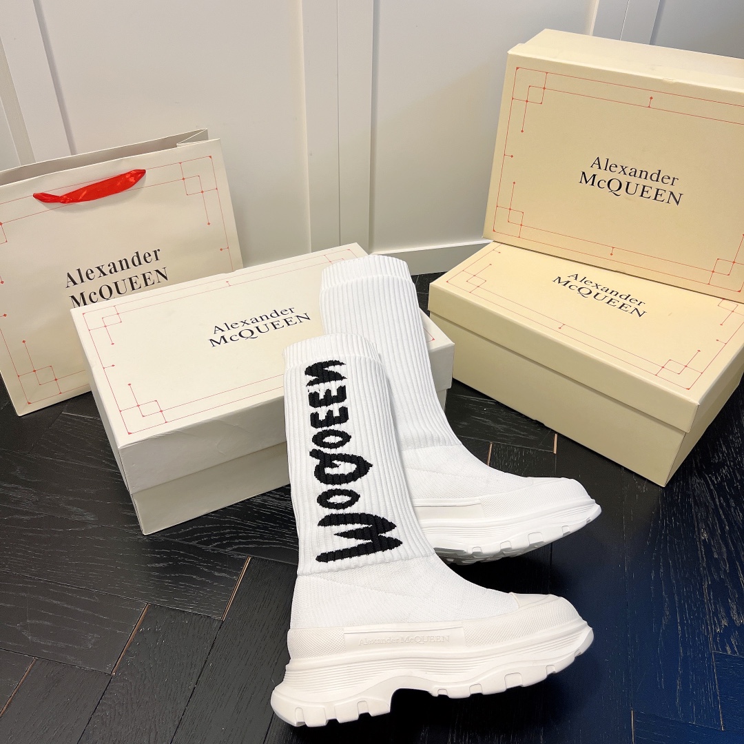 Alexander McQueen women sneakers sock boots-Luxeon