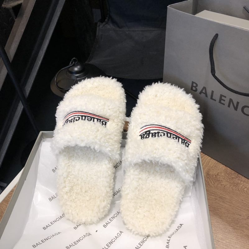 B style new women fur slippers with logo upper-Luxeon