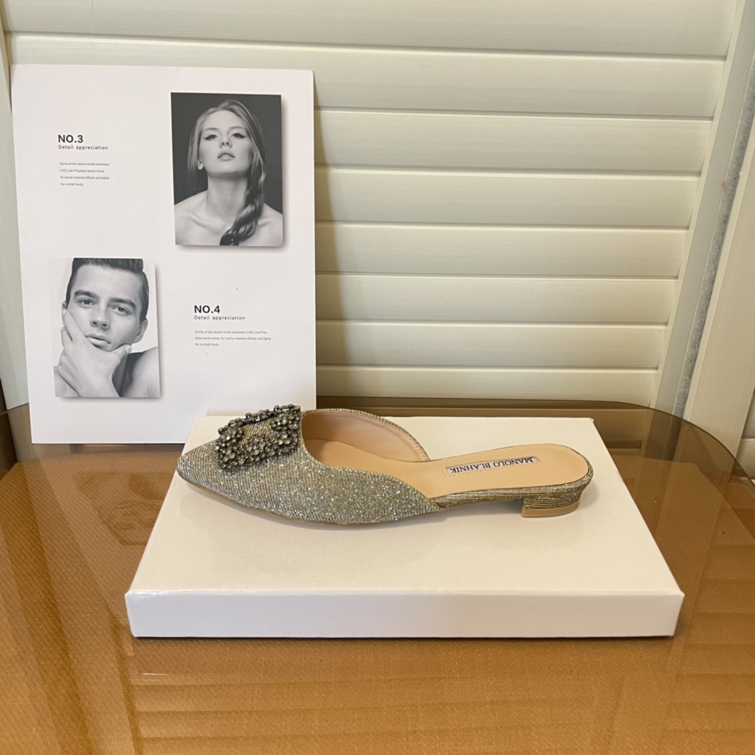 Manolo Blahnik pointed toe flat slippers-Luxeon