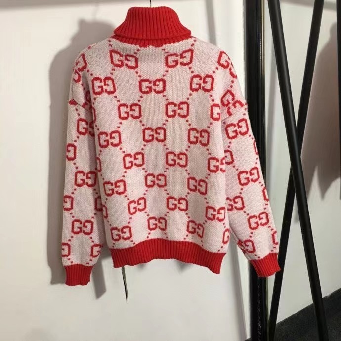 G style letter jacquard turtleneck with long sleeves-Luxeon