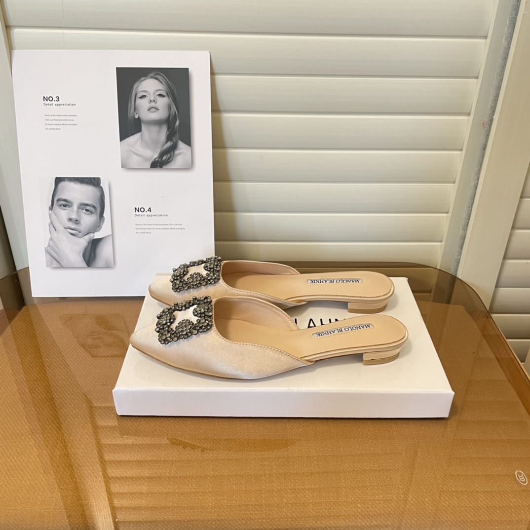 Manolo Blahnik pointed toe flat slippers-Luxeon