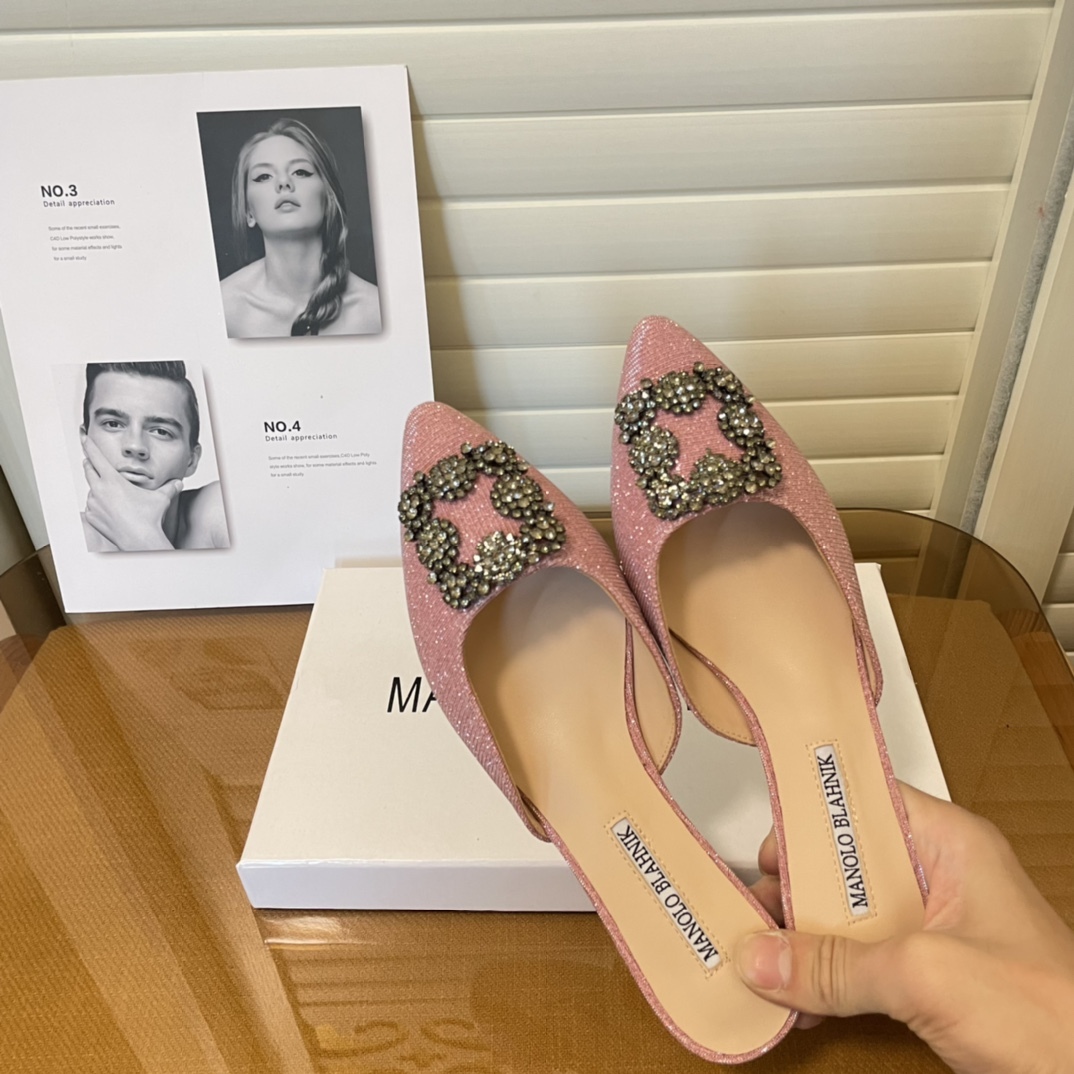 Manolo Blahnik pointed toe flat slippers-Luxeon