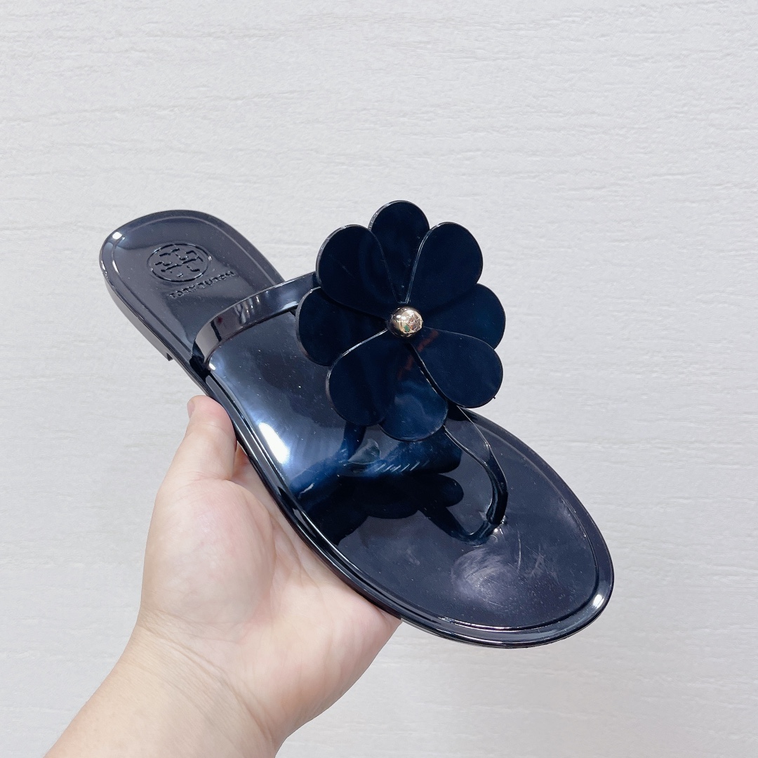Tory Burch PVC summer new flower decoration slippers flop flips-Luxeon
