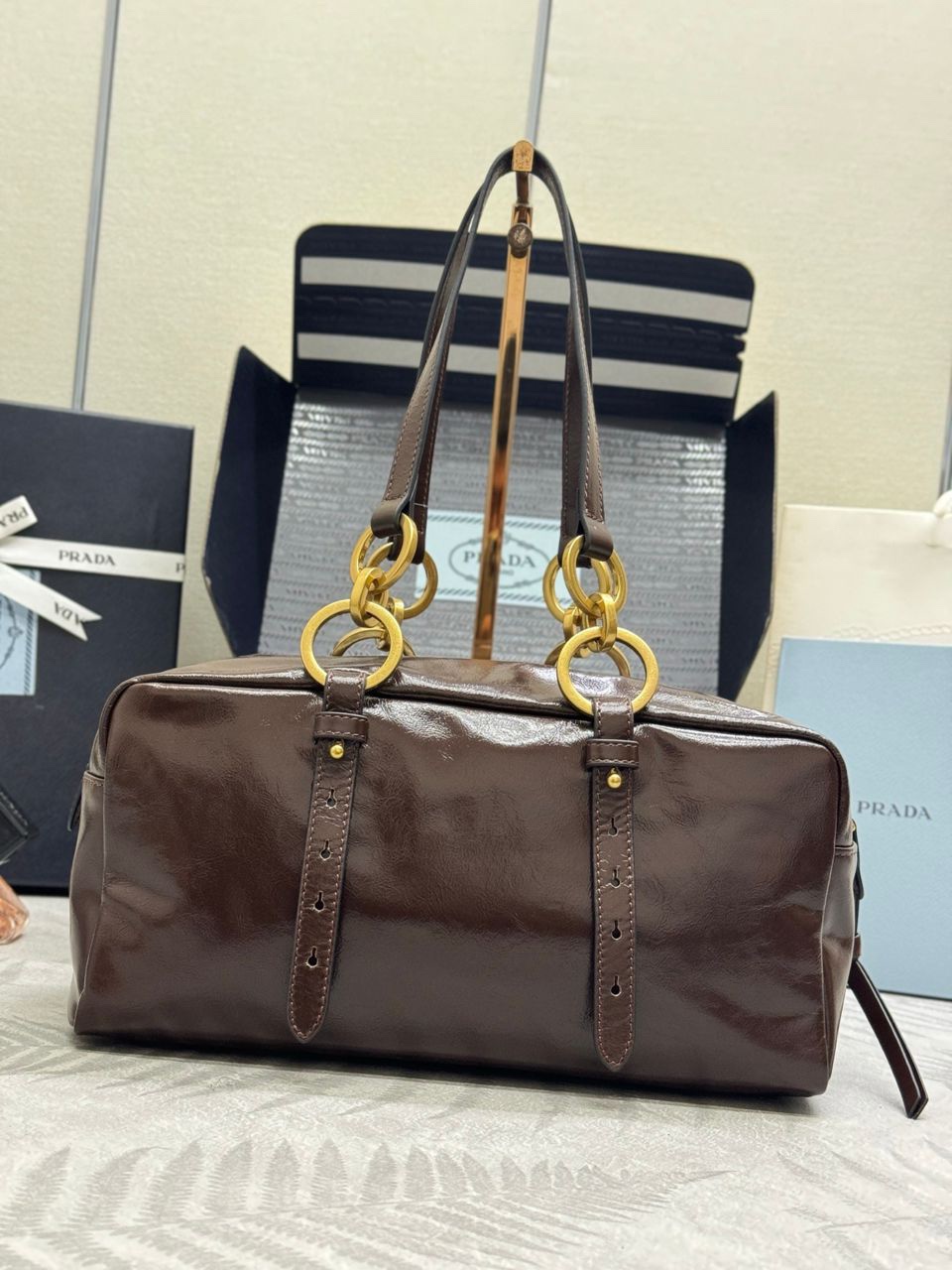 Oiled leather handbag30*13.4*14cm