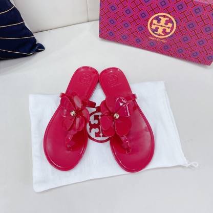 Tory Burch PVC summer new flower decoration slippers flop flips-Luxeon