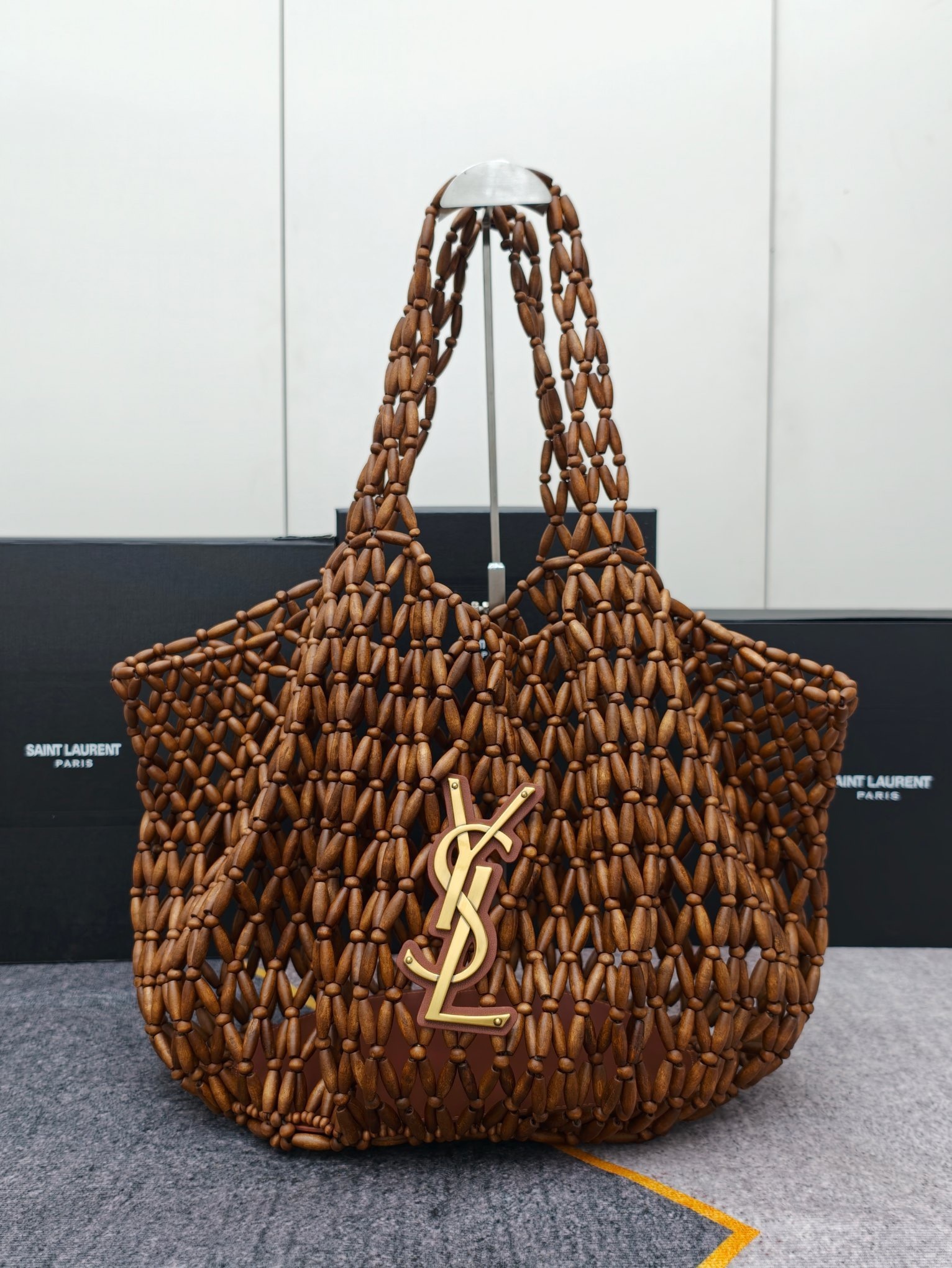 Beaded woven tote bag