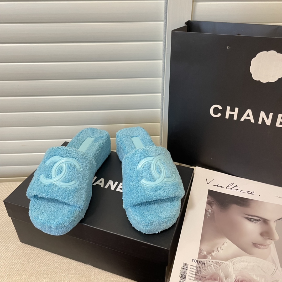 C style double-c terry wool slippers-Luxeon