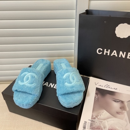 C style double-c terry wool slippers-Luxeon