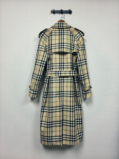 Long plaid trench coat