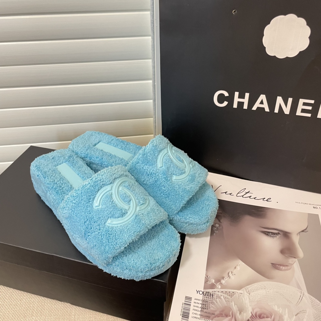 C style double-c terry wool slippers-Luxeon