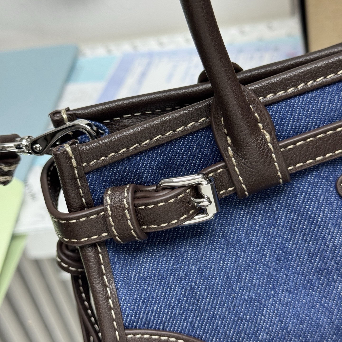 Denim canvas tote bag 23.5*12*9cm