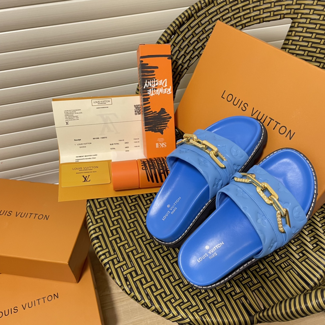 L style Chain Velcro Slippers-Luxeon