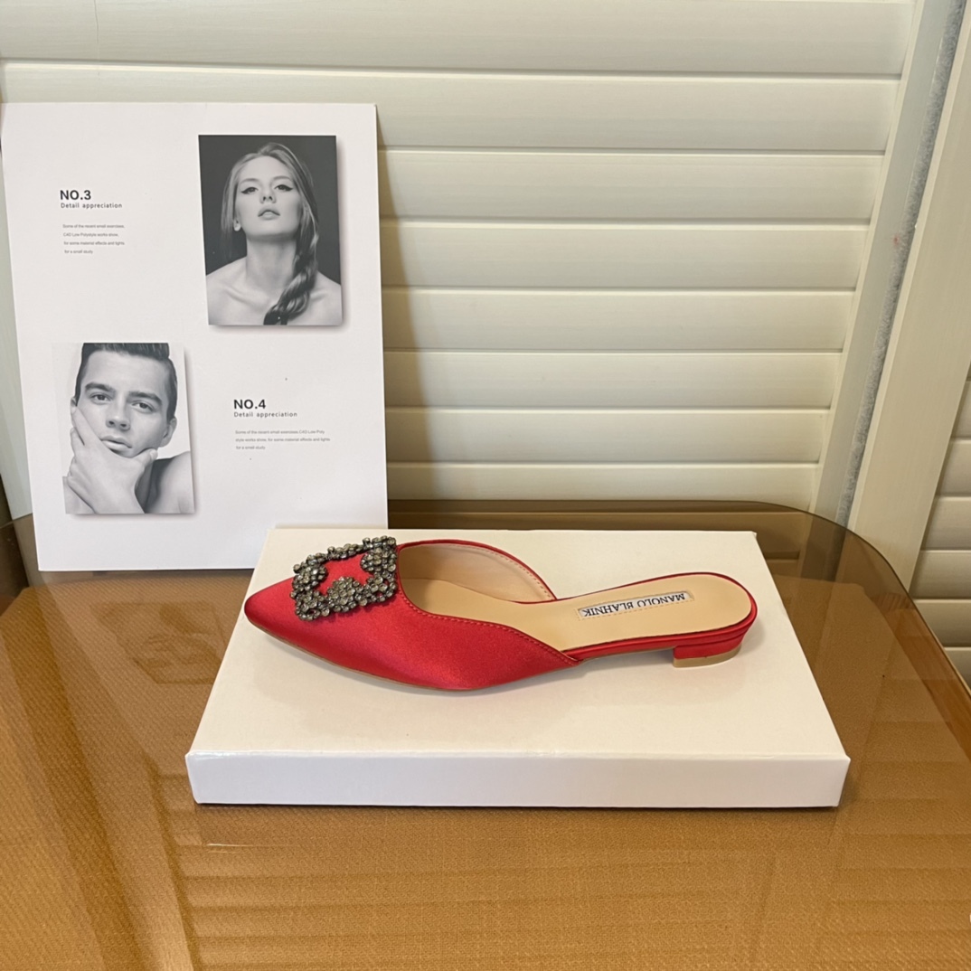 Manolo Blahnik pointed toe flat slippers-Luxeon