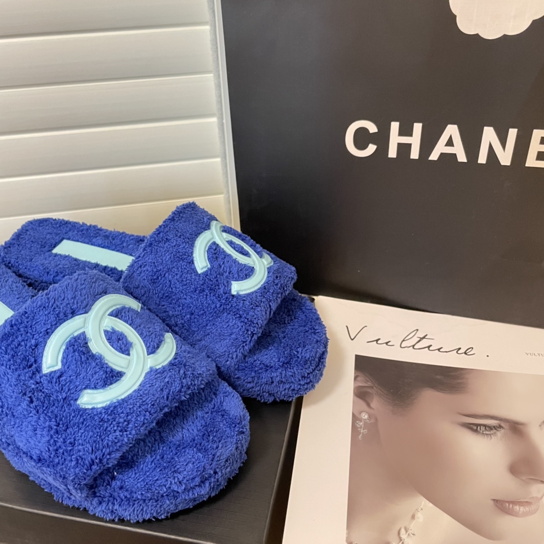 C style double-c terry wool slippers-Luxeon